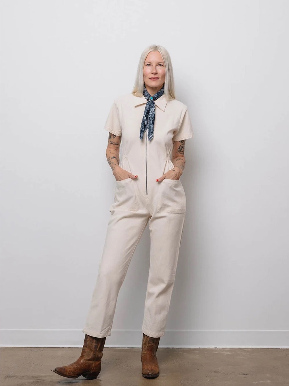 NWT Noble Utility Suit Jumpsuit Oat Milk Cream Medium